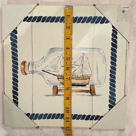 Canvas Art Ship in a Bottle Distressed Stretched Canvas Nautical Coastal Beach - Picture 6 of 9